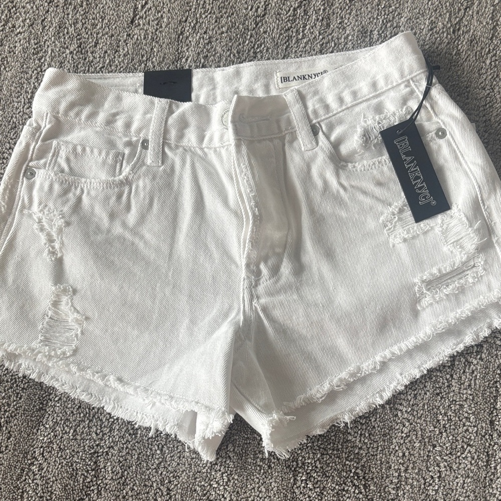 Blank NYC Women's White Frayed Jean Shorts